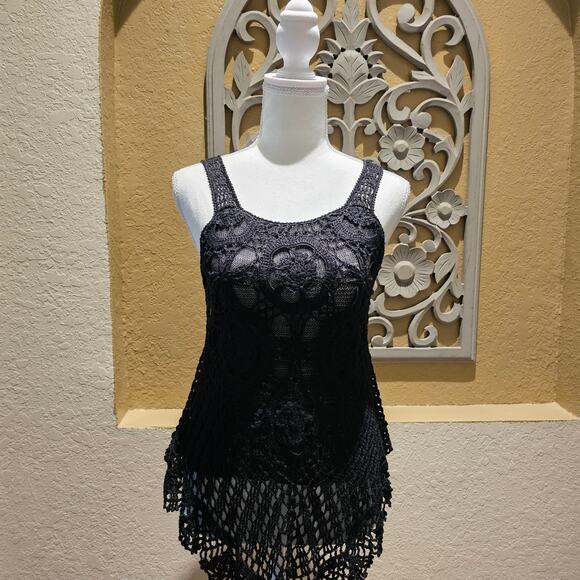 Sacred Trends Y2K Crochet Top S Black Grunge Goth Witchy Romantic Cottagecore - Picture 3 of 10